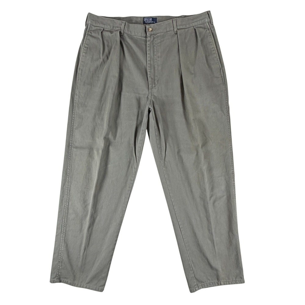 Polo Ralph Lauren Andrew Pant Mens 38x30 Olive Green Pleated Chino Made in USA